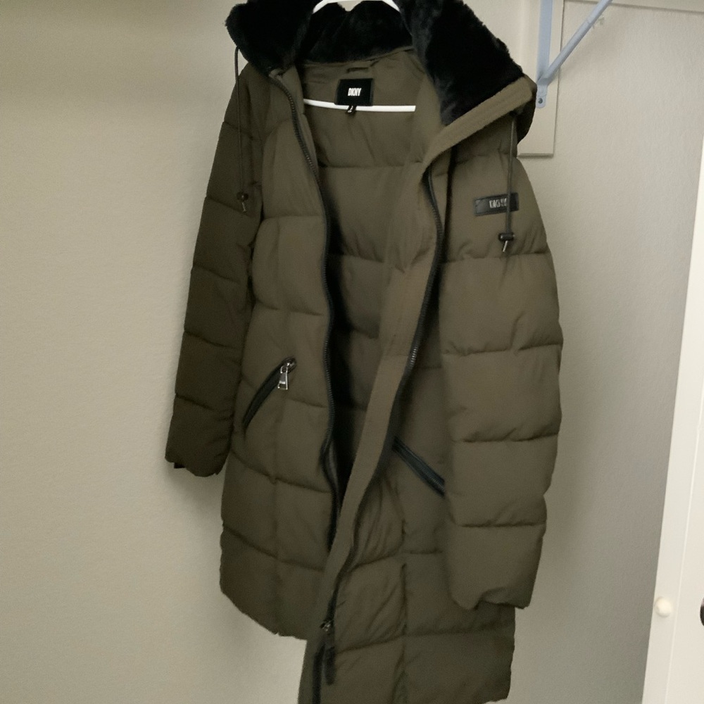 DKNY Olive Green Puffer Jacket